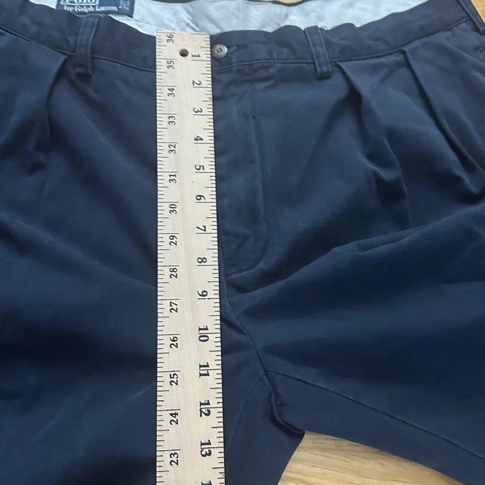 Vintage Polo Ralph Lauren Ethan Pant Mens Navy‎ Blue Cotton Pleated Preppy 40x30